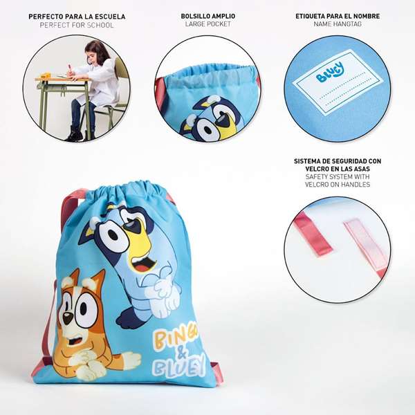 Cerdá Saquito scolaire Bluey - Sac d'école 27 x 33 x 1 cm - À partir de 3 ans - Bleu Cerdá Saquito scolaire Bluey - Sac d'école 27 x 33 x 1 cm - À partir de 3 ans - Bleu