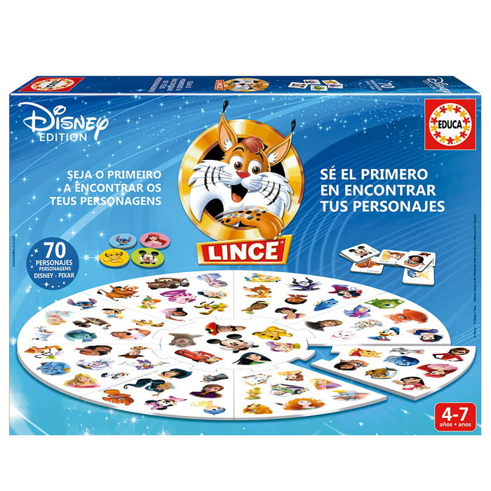 Educa - Jeu de société Lince Disney 70 Images pour enfants à partir de 4 ans - Rapidité et réflexes - Réf. 19690