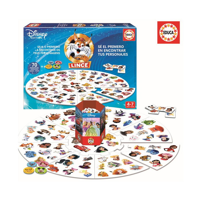 Educa - Jeu de société Lince Disney 70 Images pour enfants à partir de 4 ans - Rapidité et réflexes - Réf. 19690