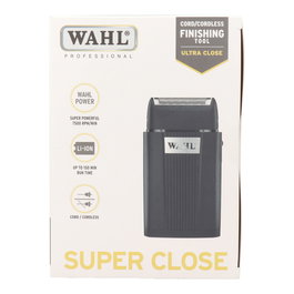 Wahl Super Close Machine tondeuse à barbe rechargeable avec batterie et fonction filaire - Coupe rasée à 0.05mm - Autonomie 150min - Inclus lames supplémentaires et sac de voyage