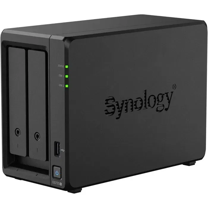 Synology DS725+ - Serveur NAS 2 baies pour PME - 4 Go RAM - Stockage et sauvegarde - Connectivité réseau 2.5 Gbit/s