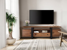GINER Y COLOMER Meuble TV en palissandre avec pieds en métal - Buffet télévision design 170x45x55 cm en bois de palissandre couleur noyer