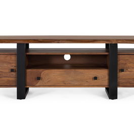 GINER Y COLOMER Meuble TV en palissandre avec pieds en métal - Buffet télévision design 170x45x55 cm en bois de palissandre couleur noyer