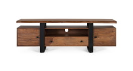 GINER Y COLOMER Meuble TV en palissandre avec pieds en métal - Buffet télévision design 170x45x55 cm en bois de palissandre couleur noyer