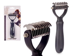 MASCOW Brosse à lames pour animaux avec manche en silicone Negro