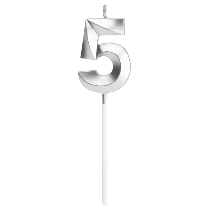 Party Time Bougie Anniversaire Chiffre 5 Argent Party Time Bougie Anniversaire Chiffre 5 Argent