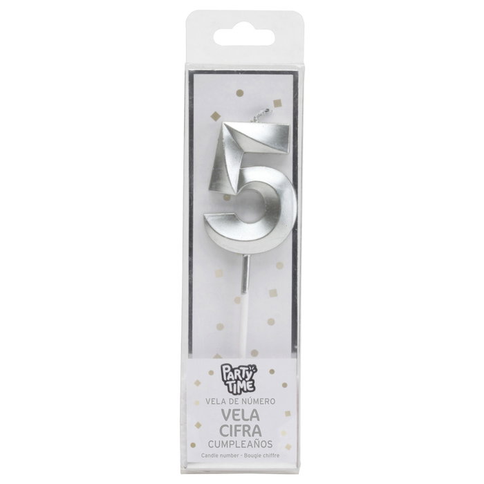 Party Time Bougie Anniversaire Chiffre 5 Argent Party Time Bougie Anniversaire Chiffre 5 Argent