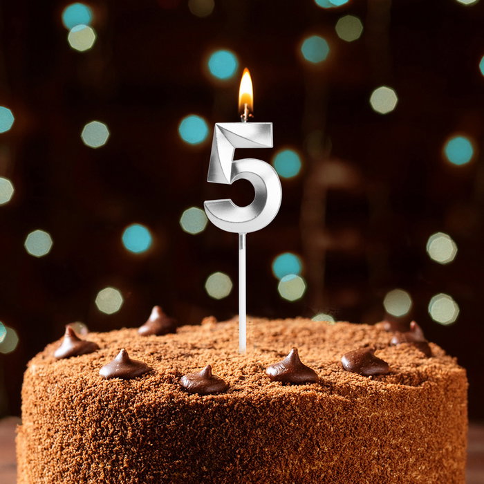 Party Time Bougie Anniversaire Chiffre 5 Argent Party Time Bougie Anniversaire Chiffre 5 Argent