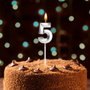 Party Time Bougie Anniversaire Chiffre 5 Argent