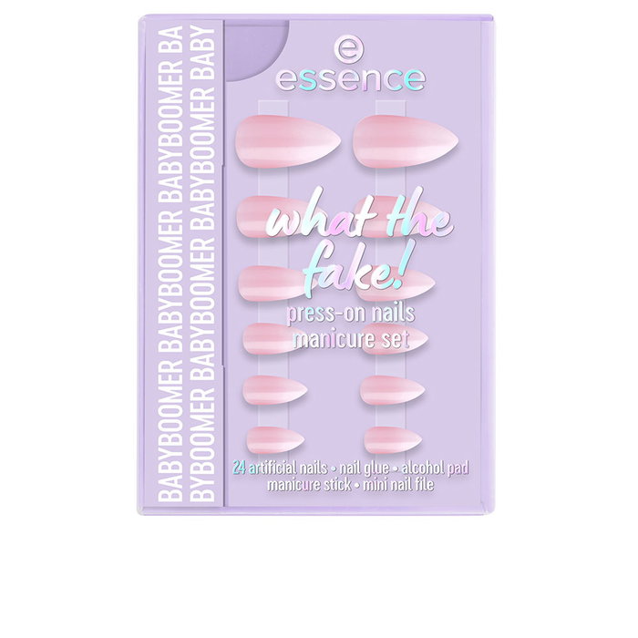 Essence Coffret de 24 Faux Ongles What the Fake n°03 Babyboomer Amande Laqué Blanc avec Colle et Outils Essence Coffret de 24 Faux Ongles What the Fake n°03 Babyboomer Amande Laqué Blanc avec Colle et Outils