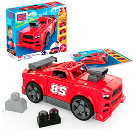 MEGA BLOKS Voiture de Course JKG35 Build & Go 3 en 1 avec 26 Blocs, Jouet de Construction pour Enfants de 2 Ans et Plus - Langue : Espagnol