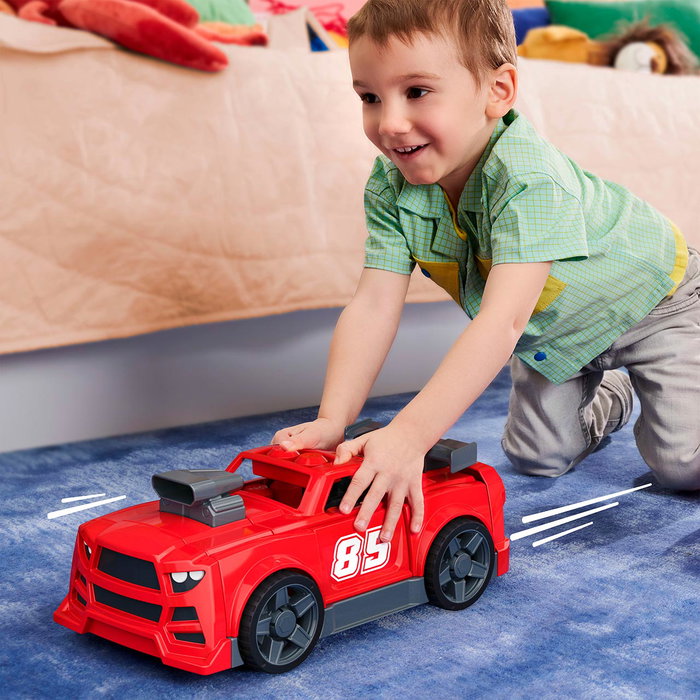 MEGA BLOKS Voiture de Course JKG35 Build & Go 3 en 1 avec 26 Blocs, Jouet de Construction pour Enfants de 2 Ans et Plus - Langue : Espagnol