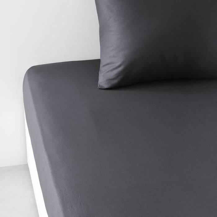 Today Drap housse TODAY Essential Fusain 140x200+30 cm