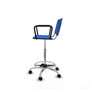 Tabouret Taburete Robledo Pivotant Chlorure de polyvinyle Bleu Structure chromée Accoudoirs fixes Sans appui-tête Roulettes en nylon 50 mm