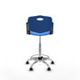 Tabouret Taburete Robledo Pivotant Chlorure de polyvinyle Bleu Structure chromée Accoudoirs fixes Sans appui-tête Roulettes en nylon 50 mm