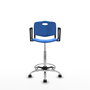 Tabouret Taburete Robledo Pivotant Chlorure de polyvinyle Bleu Structure chromée Accoudoirs fixes Sans appui-tête Roulettes en nylon 50 mm