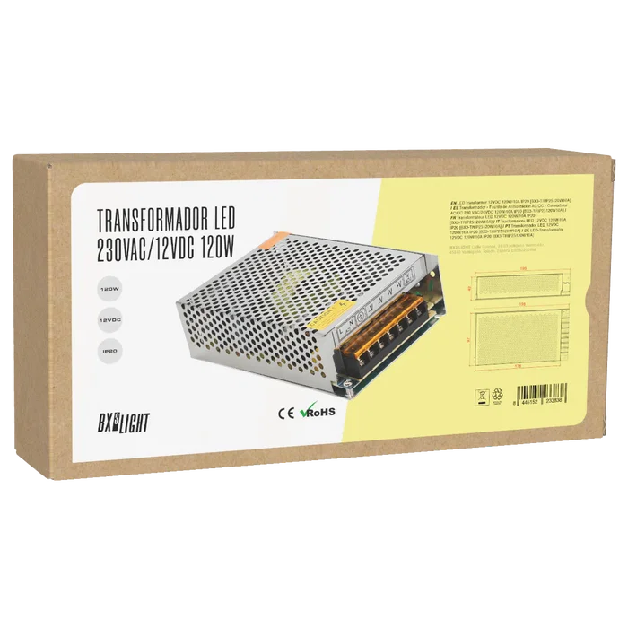 BX3 LIGHT Transformateur AC/DC 230V/12VDC 120W 10A IP20