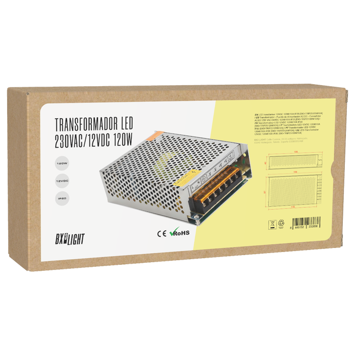 BX3 LIGHT Transformateur LED 12V DC 120W 10A IP20 Alimentation AC/DC pour Éclairage - [BX3-TRIP25120W10A]