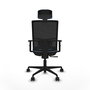 Chaise Yunquera Synchro 4 positions tissu Bleu ciel Maille Noir Base en nylon noir Accoudoir 1D Appui-tête 1D Roulettes 65mm nylon