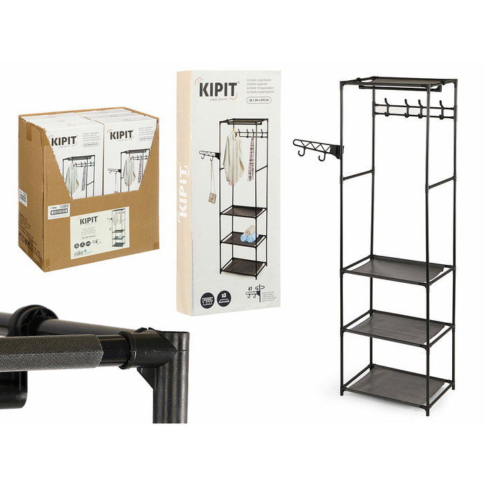 KIPIT Armoire organisateur à cintres Noir