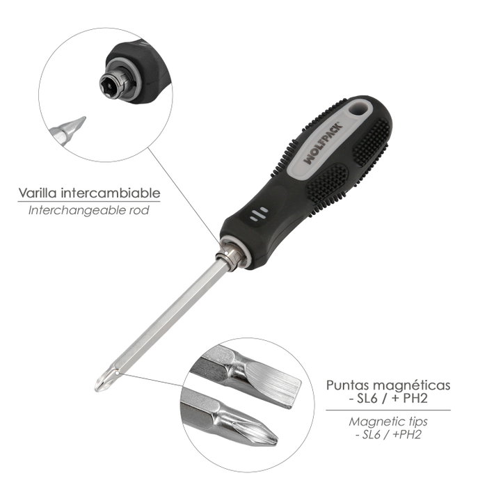 WOLFPACK LINEA PROFESIONAL Tournevis interchangeable Maurer 6 x 150 mm WOLFPACK LINEA PROFESIONAL Tournevis interchangeable Maurer 6 x 150 mm