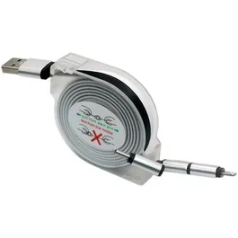 Gao - Enrouleur câble USB 3-en-1 2m Micro USB / Lightning / Type-C, charge rapide, câble plat durable 114 brins