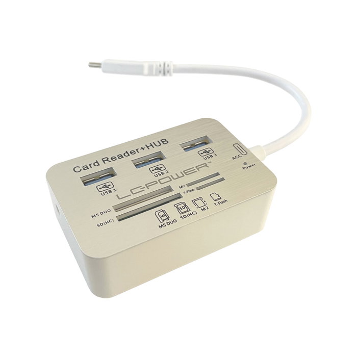 LC-Power LC-HUB-C-CR Hub USB Type-C avec 3 ports USB 3.0 et lecteur de cartes LC-Power LC-HUB-C-CR Hub USB Type-C avec 3 ports USB 3.0 et lecteur de cartes