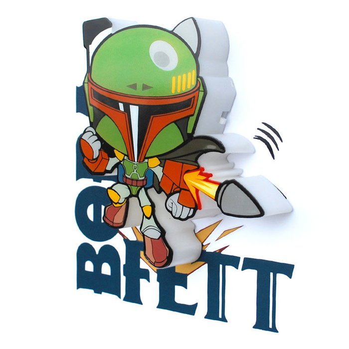 3D LIGHT FX Lampe 3D à LED mini Boba Fett Star Wars - Fonctionne avec 2 piles AAA, ne chauffe pas au toucher