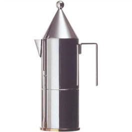 Alessi 90002/3 Cafetière italienne La Conica 3 tasses en inox 18/10 avec fond cuivre - Design Aldo Rossi
