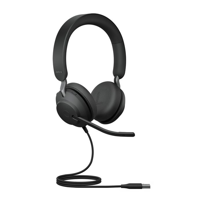 Jabra Evolve2 40 - Micro-casque filaire supra-auriculaire avec réduction de bruit passive, technologie d'appel à 3 microphones et connectivité USB-A/USB-C