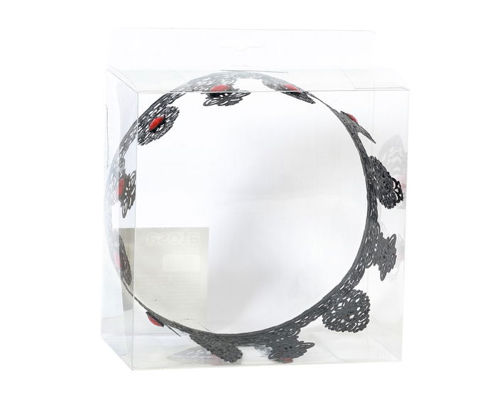 Tiare Reine de Coeurs - Tiare Noire Décorée avec des Détails Rouges pour Déguisement Halloween, Fête et Soirée à Thème