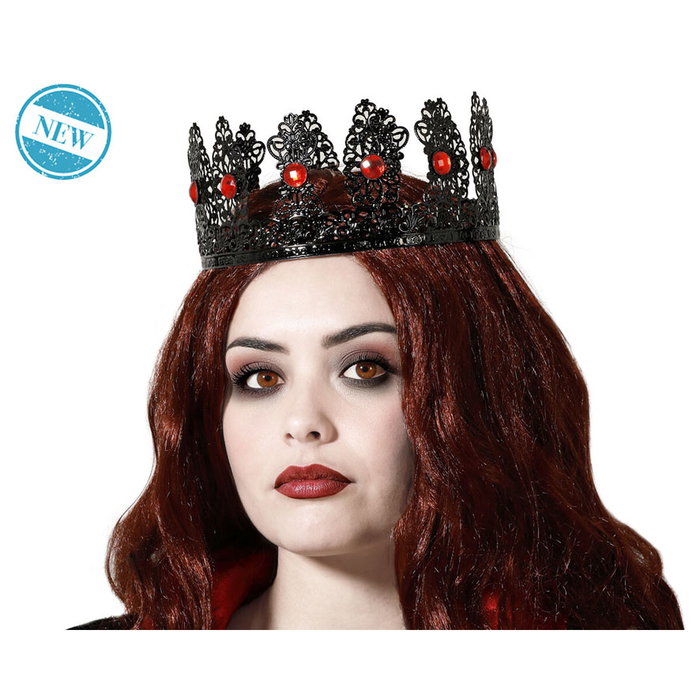 BigBuy Carnival Tiara Noire Décorée avec Détails Rouges pour Reine de Cœurs BigBuy Carnival Tiara Noire Décorée avec Détails Rouges pour Reine de Cœurs