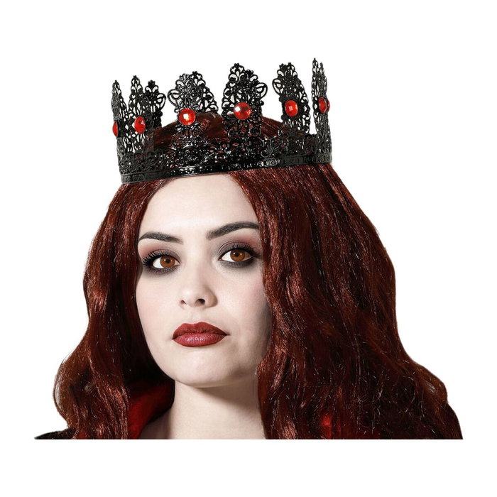 BigBuy Carnival Tiara Noire Décorée avec Détails Rouges pour Reine de Cœurs BigBuy Carnival Tiara Noire Décorée avec Détails Rouges pour Reine de Cœurs