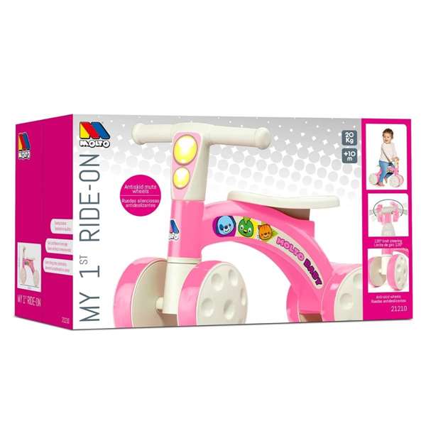 Molto Mon premier chariot de marche rose avec roues en caoutchouc pour enfants dès 1 an - 48x37x18 cm Molto Mon premier chariot de marche rose avec roues en caoutchouc pour enfants dès 1 an - 48x37x18 cm