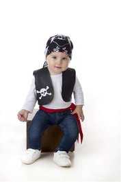 Creaciones Llopis Déguisement Bébé Pirate avec Gilet et Bandana Noir, Taille M