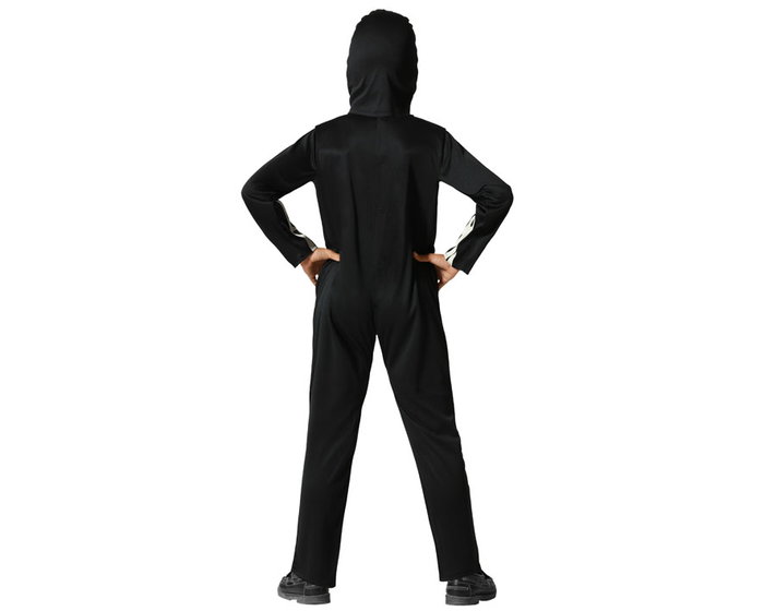 Déguisement Enfant Squelette Fluorescent avec Masque - Effet Luminescent dans le Noir - Taille 7-9 Ans - Thème Halloween - Polyester Noir