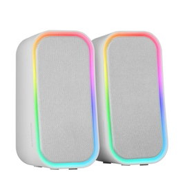 Mars Gaming MS-OM Enceinte Bluetooth 20W RGB Blanc - Haut-parleurs PC avec USB et Jack 3.5mm
