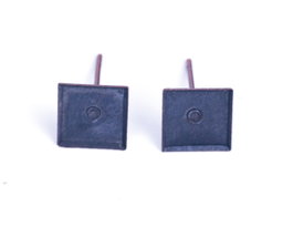 Innspiro Supports de boucles d'oreilles carrés en cuivre vieilli 8x8x12mm, 10 pièces