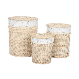 Panier à linge Home ESPRIT Naturel osier Shabby Chic 45 x 45 x 55 cm 3 Pièces