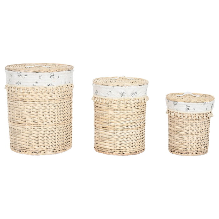 Panier à linge Home ESPRIT Naturel osier Shabby Chic 45 x 45 x 55 cm 3 Pièces