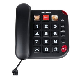 Grundig Senior Téléphone avec Mains Libres et Contacts d'Urgence, 19 x 17,5 x 8 cm