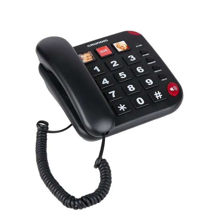 Grundig Senior Téléphone avec Mains Libres et Contacts d'Urgence, 19 x 17,5 x 8 cm