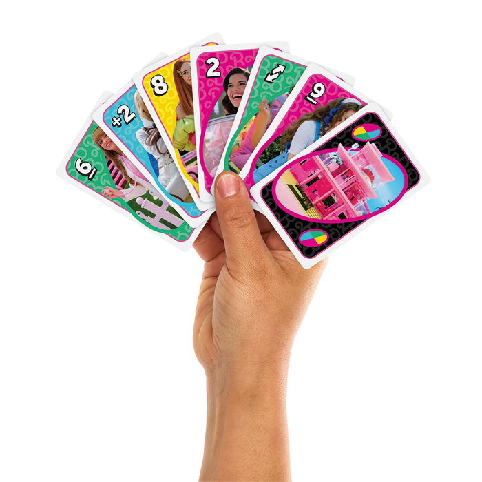 Mattel UNO Hpy59 - Jeu de Cartes Barbie The Movie - Version Multilingue (Anglais, Français, Allemand, Italien, Portugais, Espagnol) - À Partir de 7 Ans