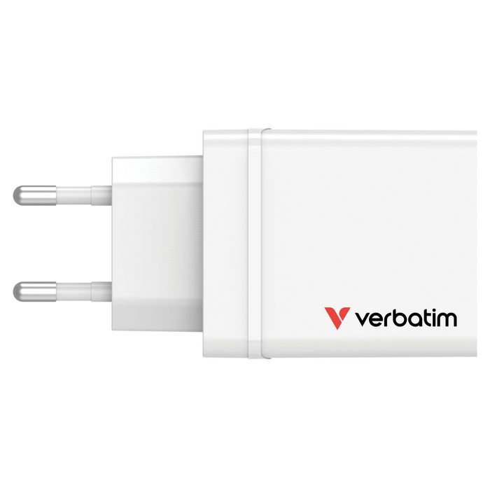 Verbatim - Chargeur mural USB 30W 4 ports - 1 USB-C PD 20W, 1 USB-A QC 3.0, 2 USB-A 10W - Prise fixe EU - Noir