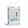 Verbatim - Chargeur mural USB 30W 4 ports - 1 USB-C PD 20W, 1 USB-A QC 3.0, 2 USB-A 10W - Prise fixe EU - Noir