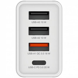 Verbatim - Chargeur mural USB 30W 4 ports - 1 USB-C PD 20W, 1 USB-A QC 3.0, 2 USB-A 10W - Prise fixe EU - Noir
