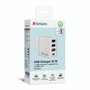 Verbatim Chargeur Mural 30W 4 Ports avec USB-C PD 20W et USB-A QC 3.0, Noir