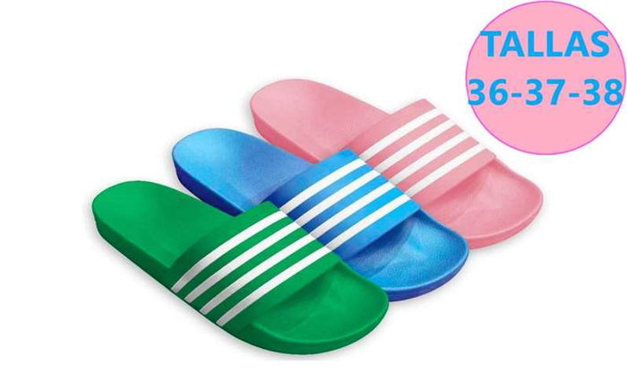 Poessa - Sandale PVC unisexe junior, modèle assorti (rose, bleu, vert), tailles 36/37/38, paquet de 24