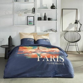 Today Parure de lit Java Bleu Imprimé Paris 2 personnes