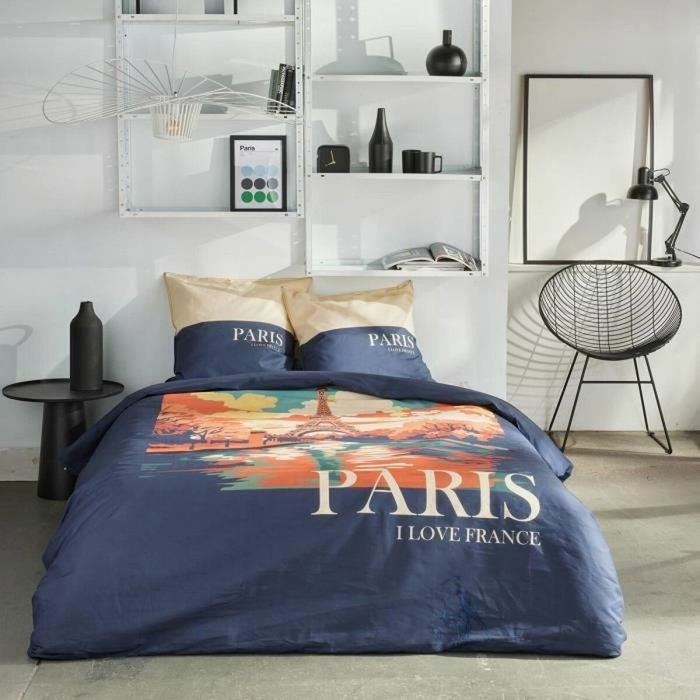 Today Parure de lit Java Bleu Imprimé Paris 2 personnes Today Parure de lit Java Bleu Imprimé Paris 2 personnes